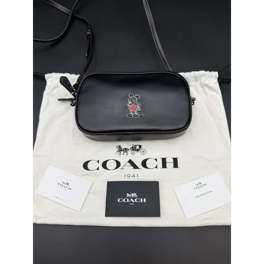 COACH x DISNEY Collection - MICKEY Crossbody Clutch Black Leather Bag‎